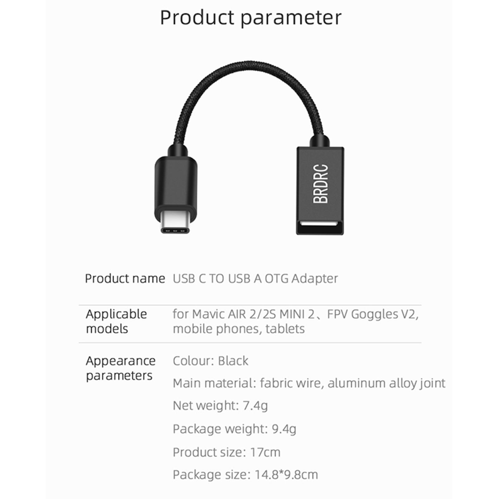 USB C OTG Adapter, USB Type C to OTG Cable USB Adapter, Flying Glasses, Mobile Phones, Tablets