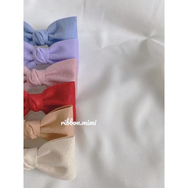 Kẹp Tóc Nơ Vải Nỉ Đơn Gỉan Handmade Vải Cao Cấp Ribbon.mimi Basic Lady cột / kẹp