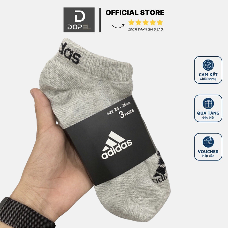 Vớ Adidas 3 Cổ Ngắn Nam Nữ Hàng Xuất Nhật Co Dãn