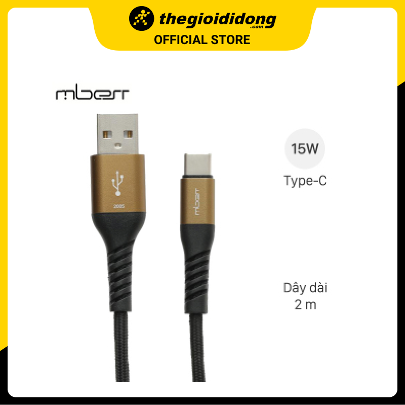 Cáp Type C 2m Mbest DS463X-WB Đen - Hàng chính hãng