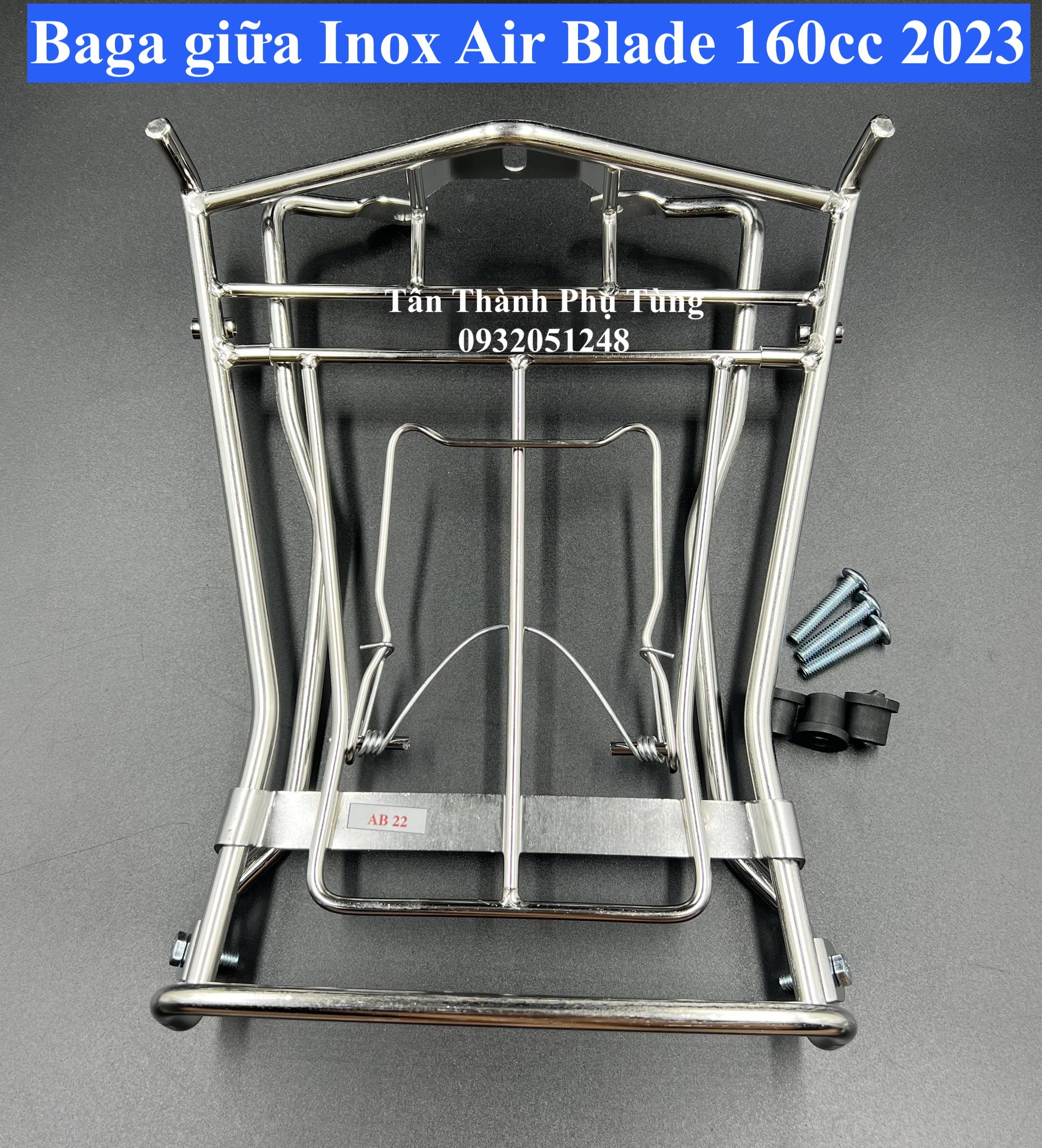 Baga giữa dành cho Air Blade 160cc 2023 Inox 10li kèm ốc và cao su