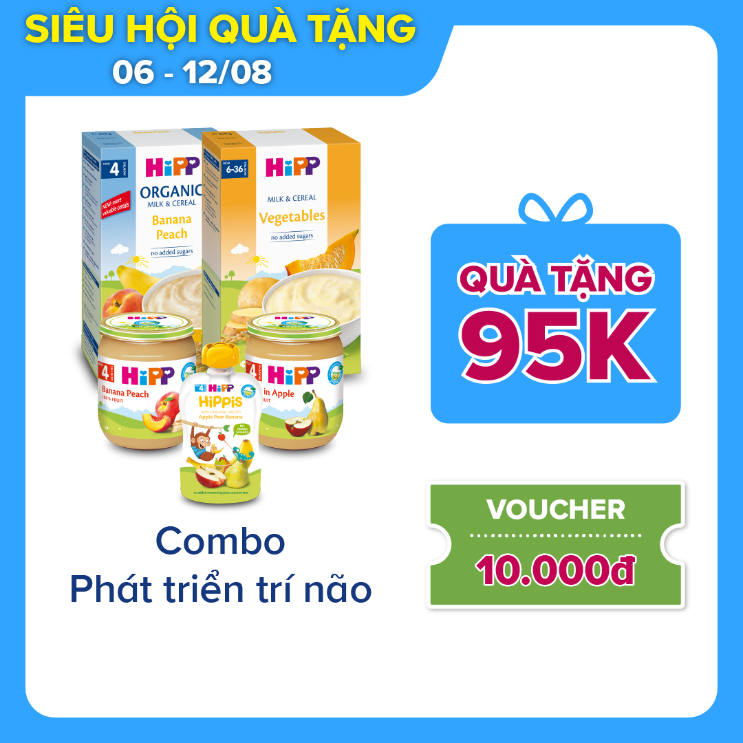Combo ăn dặm HiPP Organic số 2: Phát triển trí não