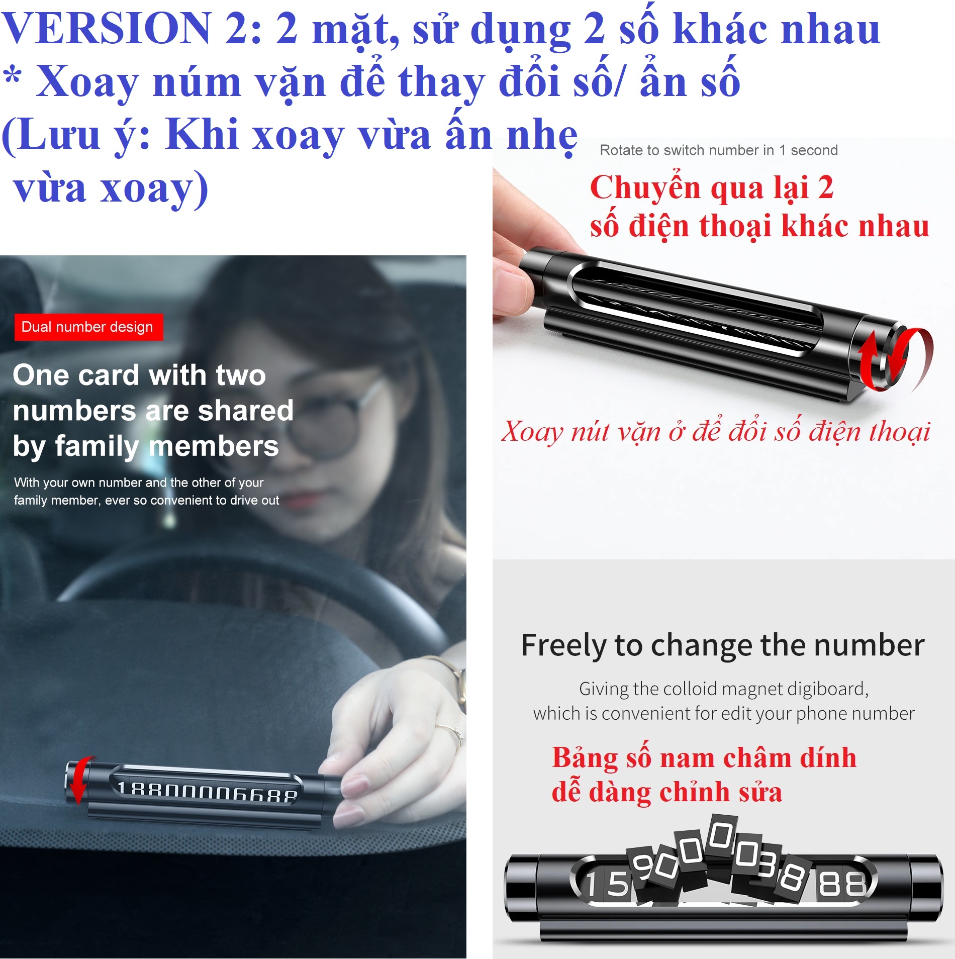 Bảng số 2 mặt dán táp lô trên xe hơi Baseus Baseus Baseus All Metal Temporary ACNUM-C01  Verison 2 / Verison 1 - Hàng chính hãng