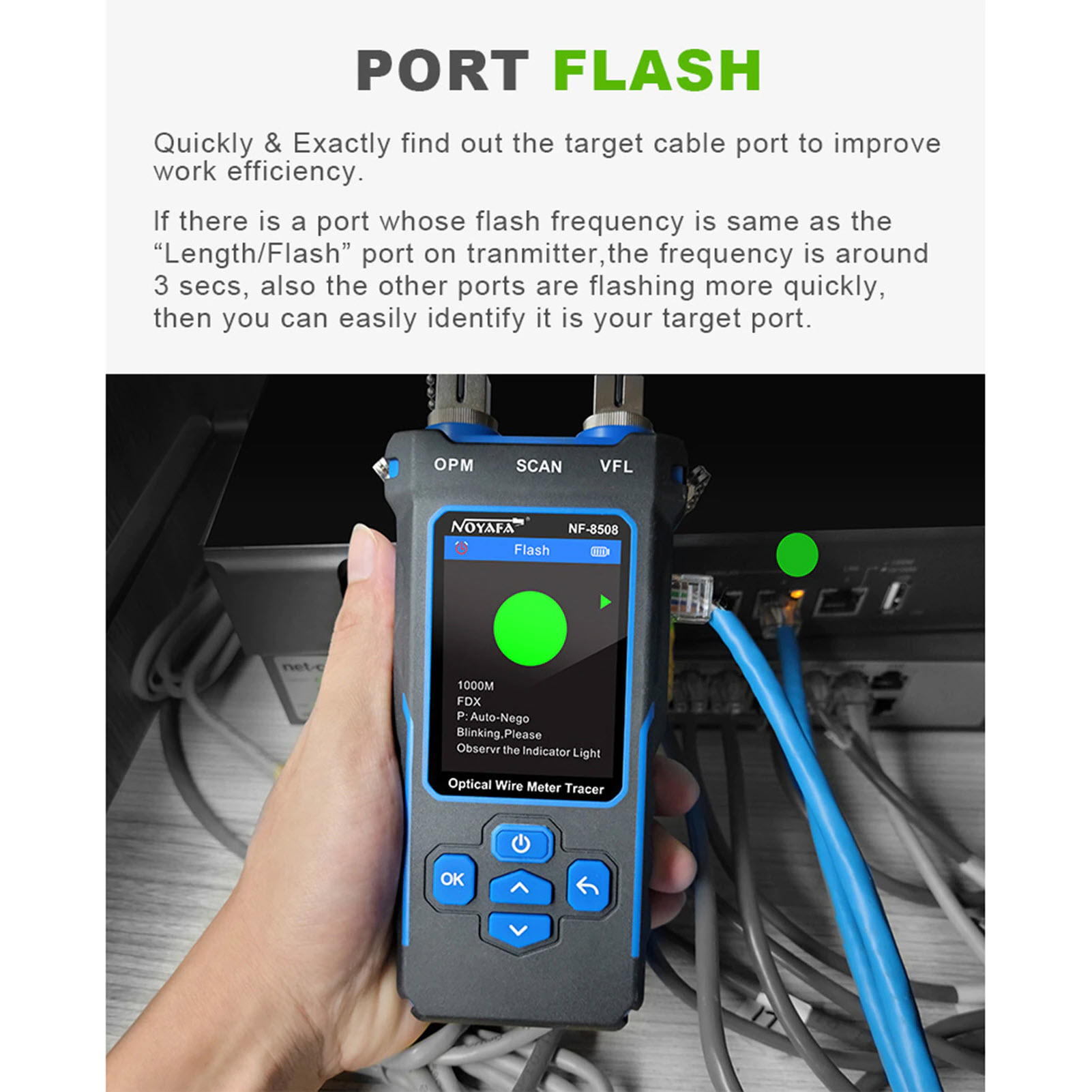 Noyafa NF-8508 Máy Test Mạng Đa Năng 9 Trong 1. NF-8508 9 in 1 Multifunctional Network Cable Tester Optical Wire Tracer Optical Fiber Power Meter NCV Function Li-ion Battery USB Charge LED Light - Hàng Chính Hãng