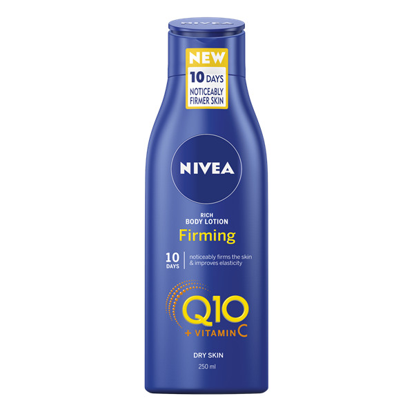 Dưỡng thể trắng da chống lão hoá Nivea Rich Body Lotion Firming Q10 + Vitamin C - Da khô - 250ml (Bill Anh)