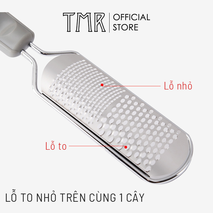 Bàn chà gót chân TMR inox có 2 mặt trong 1 cây (2 in 1) loại mới rất bén hiệu quả cho vùng da bị chai dày