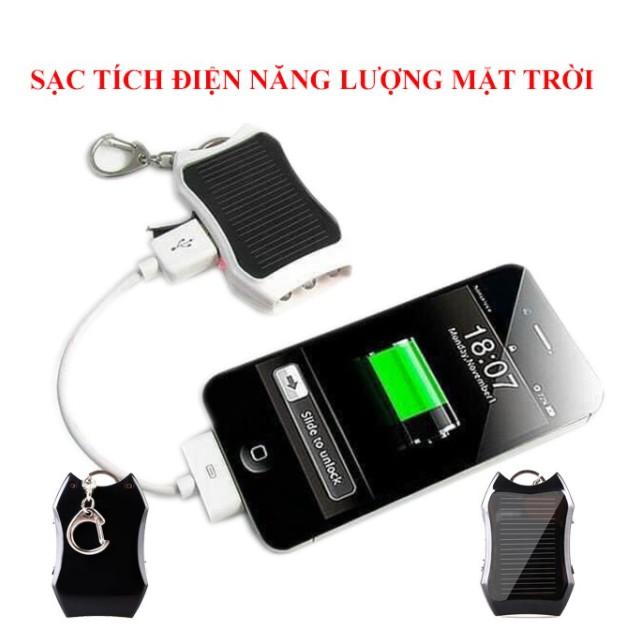 MÓC KHÓA SẠC DỰ PHÒNG SỬ DỤNG NĂNG LƯỢNG MẶT TRỜI 3 IN 1 (Đen)