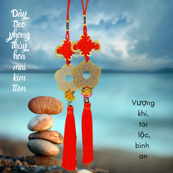 Dây treo phong thủy hoa mai kim tiền NHASAN Vượng khí, tài lộc, bình an