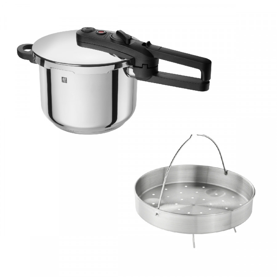 Bộ Zwilling  - Nồi áp suất 6 lit EcoQuick | Xửng hấp AriControl 22cm - Hàng Chính Hãng