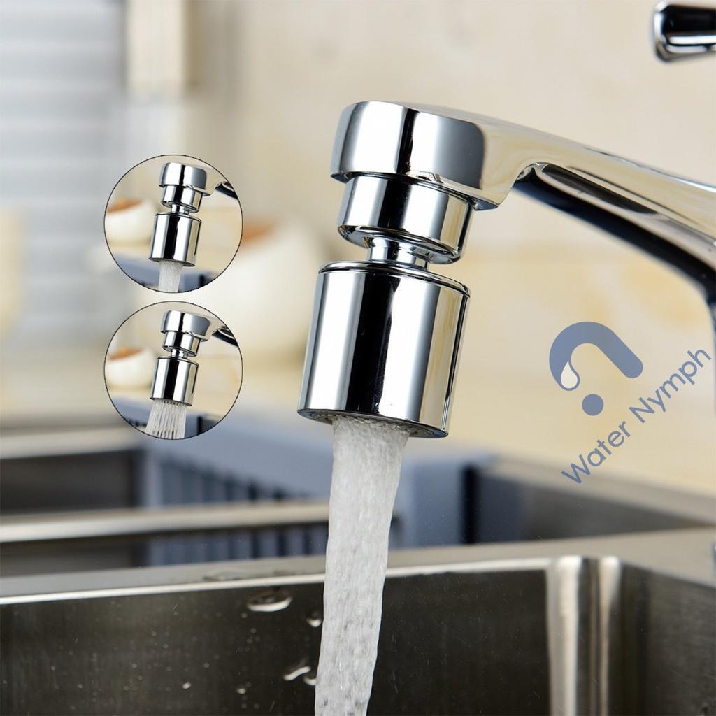 Đầu nối vòi nước rửa chén, rửa mặt tăng áp, xoay 360 độ Waternymph N23, tạo bọt, chống bắn hai chế độ phun tiện ích