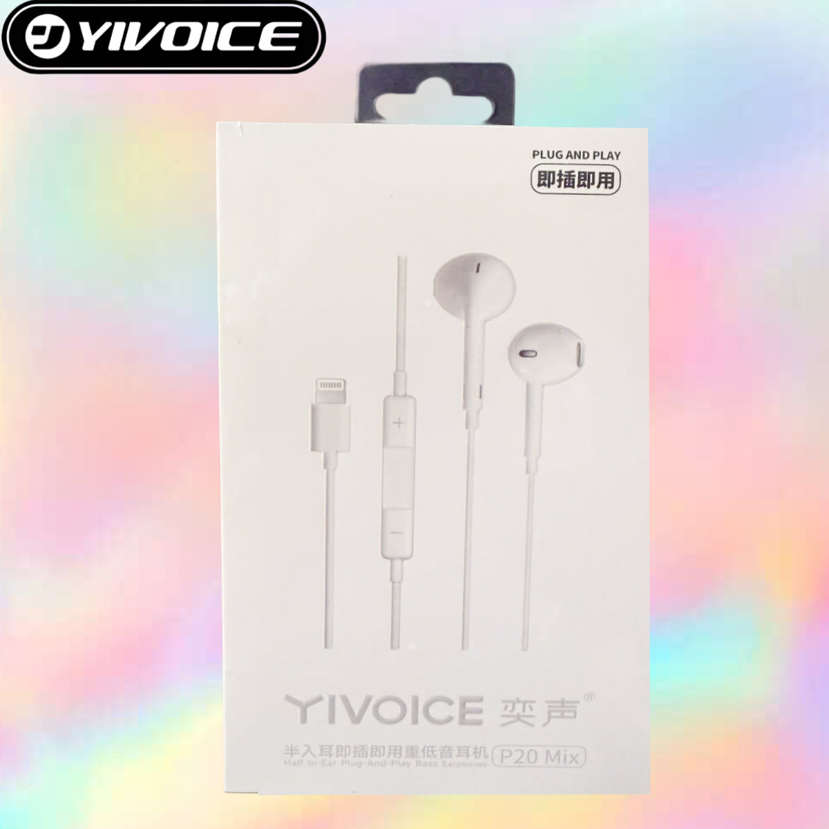 Tai nghe dây Yivoice P20 Mix chân cắm Light-ning dùng nghe nhạc và đàm thoại cho các dòng điện thoại i-phone- Hàng chính hãng