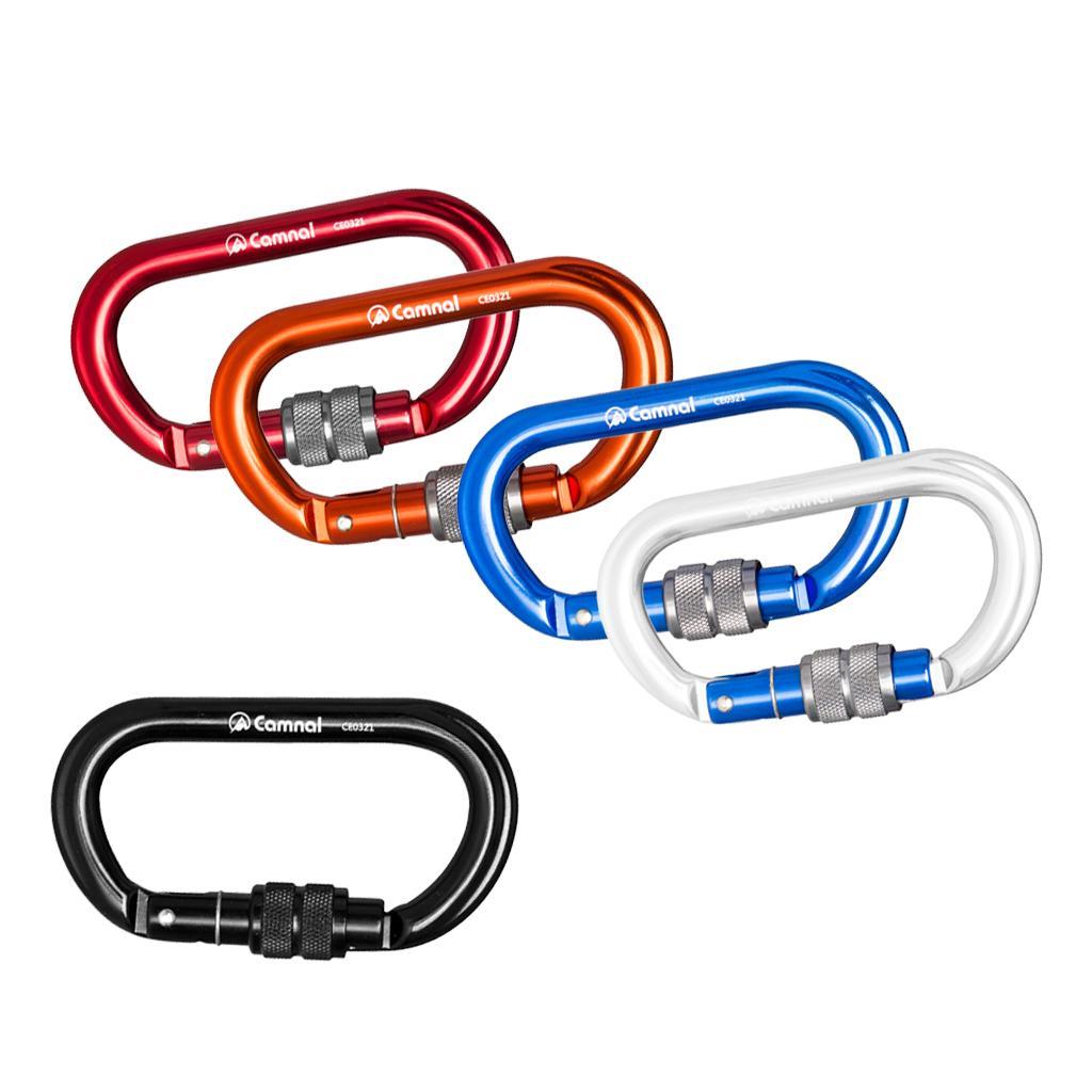 5 Pieces 25KN Aluminum Climbing Rescue Carabiner Screwgate D Type