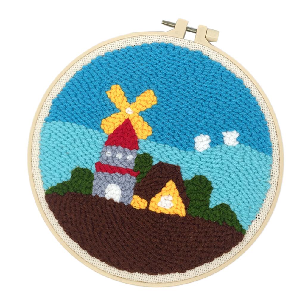 Punch Needle Embroidery Starter Kit with Punch Needle, Colorful Yarn, Embroidery Cloth with Pattern, Embroidery Hoop, Tools Kit for Beginners