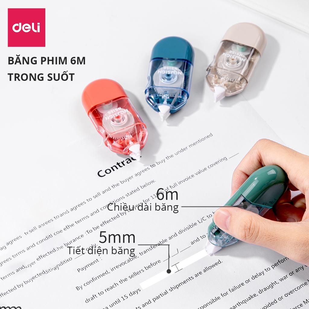 Bút Xóa Băng Kéo 6M Dạng Film Cao Cấp Deli - Kích Thước 6mx5mm - Phù Hợp Học Sinh Văn Phòng Tẩy Xoá Bút Mực Bút Bi - NS156