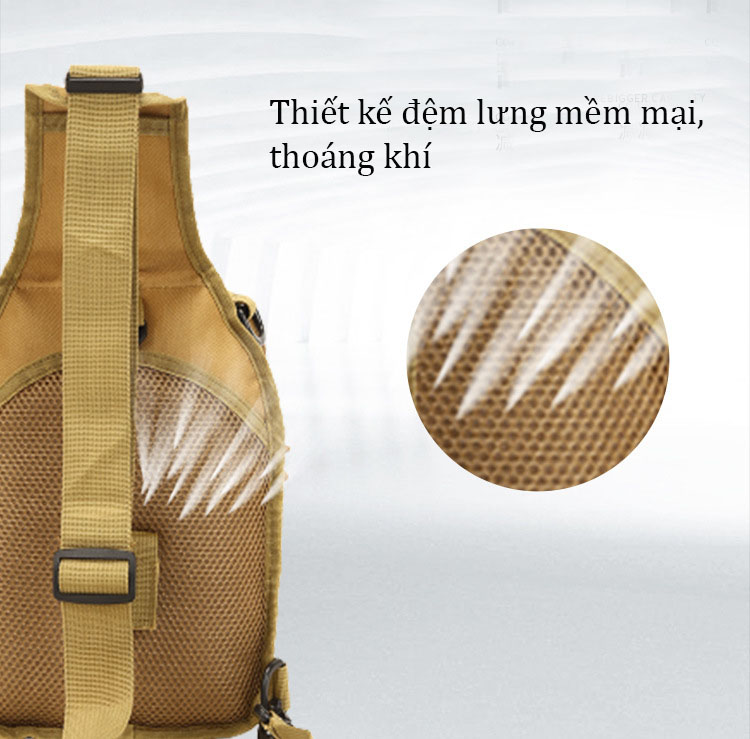 Túi đeo ngực màu quân đội nam nữ chống nước, túi đi phượt, dã ngoại mã QD