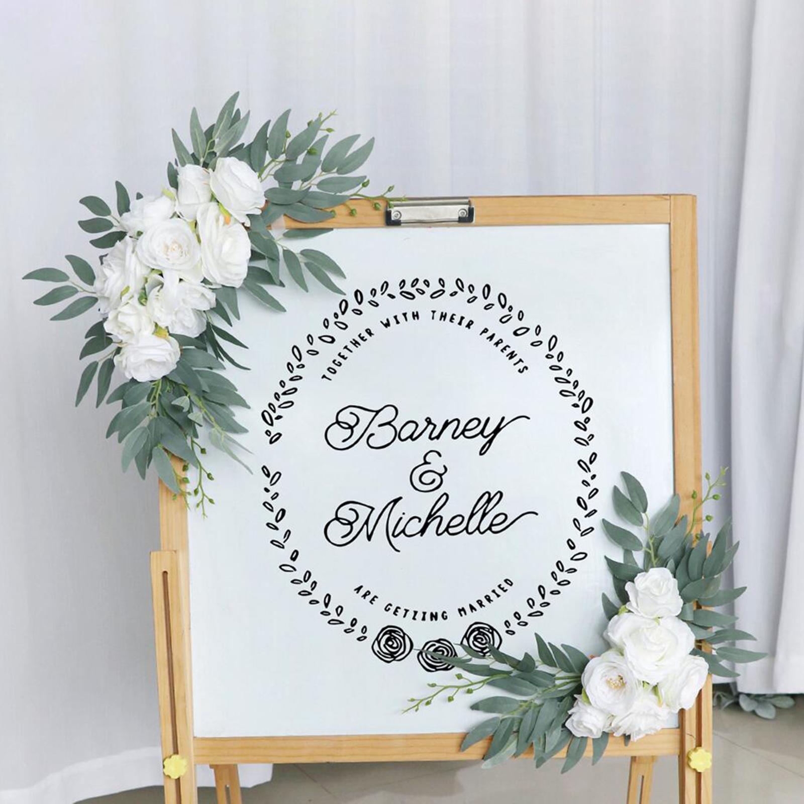 2Pcs Wedding Arch Flowers Swag Green Leaves for Wedding Wall Decorative