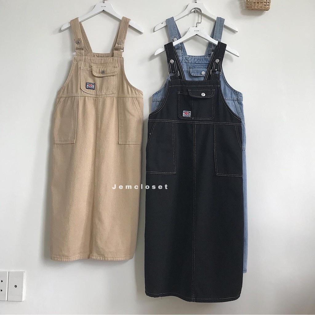 Yếm Váy Dài Nữ Form Rộng Váy Yếm Jean Hai Dây Có Túi Trước Ngực Phong Cách Hàn Quốc Dễ Thương BEI 7168 Gous Official