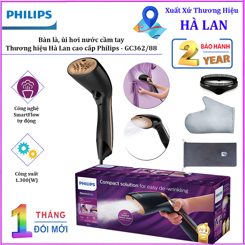 Bàn là, ủi hơi nước cầm tay, thương hiệu Hà Lan cao cấp Philips - GC362/88 - HÀNG CHÍNH HÃNG