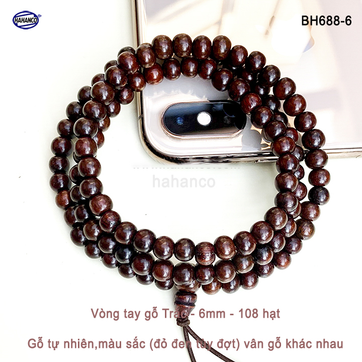 Chuỗi vòng đeo tay 108 hạt 6mm gỗ trắc tự nhiên thiết kế giản dị - đơn giản - Bracelet of HAHANCO
