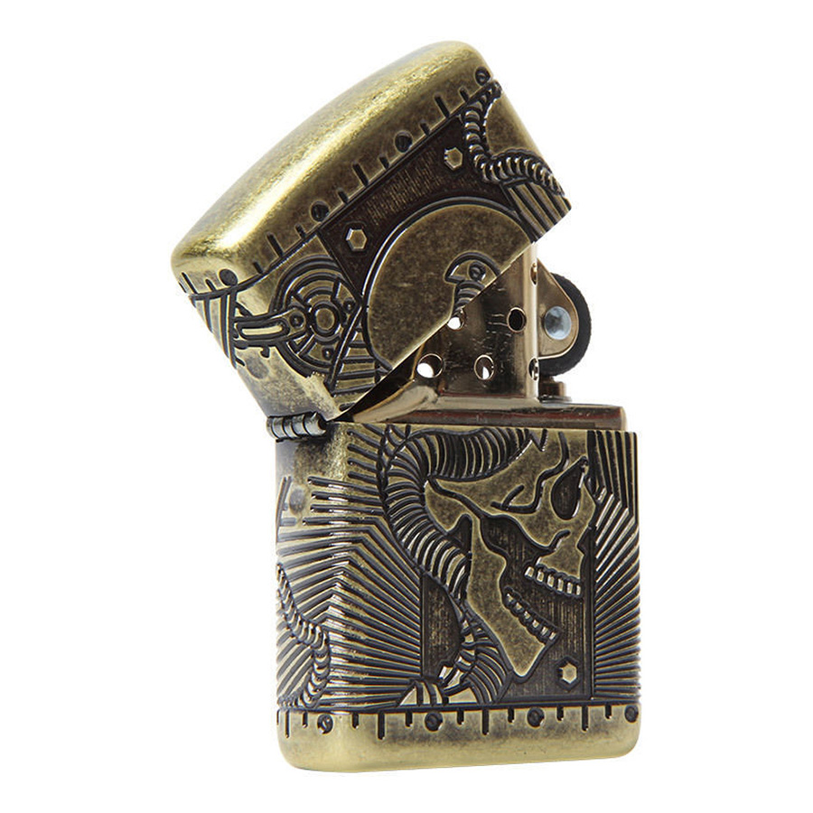 Bật Lửa Zippo 29268 - Steampunk 360 Multicut Antique Brass Armor