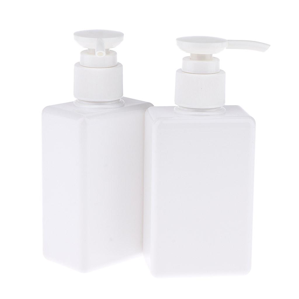 4Pcs Square Plastic Pump Bottle Shampoo Lotion Makeup Container Refillable