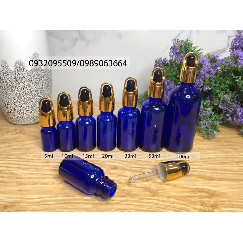 10 chai lọ 15ml xanh dương đựng serum mỹ phẩm tinh dầu