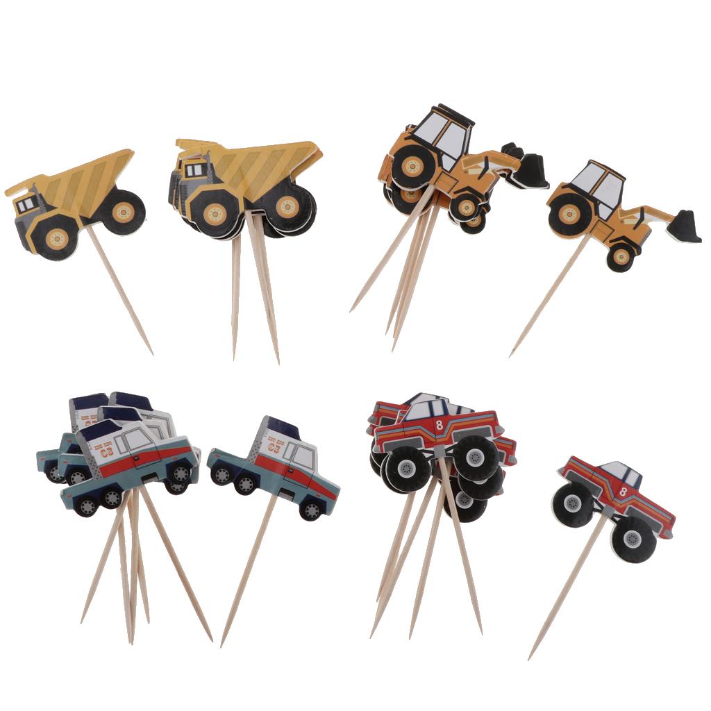 24pcs Car Cupcake Cake Topper Children Birthday Christmas Cake Decoration