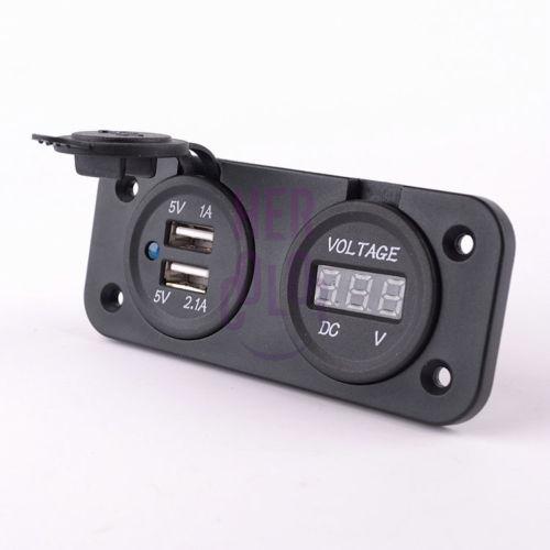12-24V 3.1A Car Motorcycle Dual USB Charger With