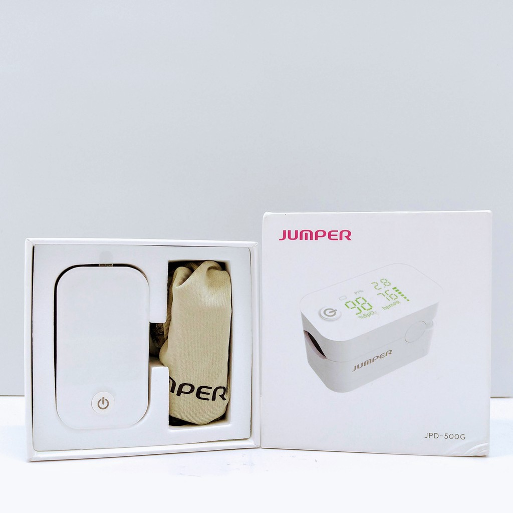 Máy đo nồng độ oxy máu SpO2, PR, PI Jumper JPD-500G (FDA Hoa Kỳ + xuất USA), Kết nối Bluetooth APP mobile, màn hình LED - Phiên bản màu Trắng