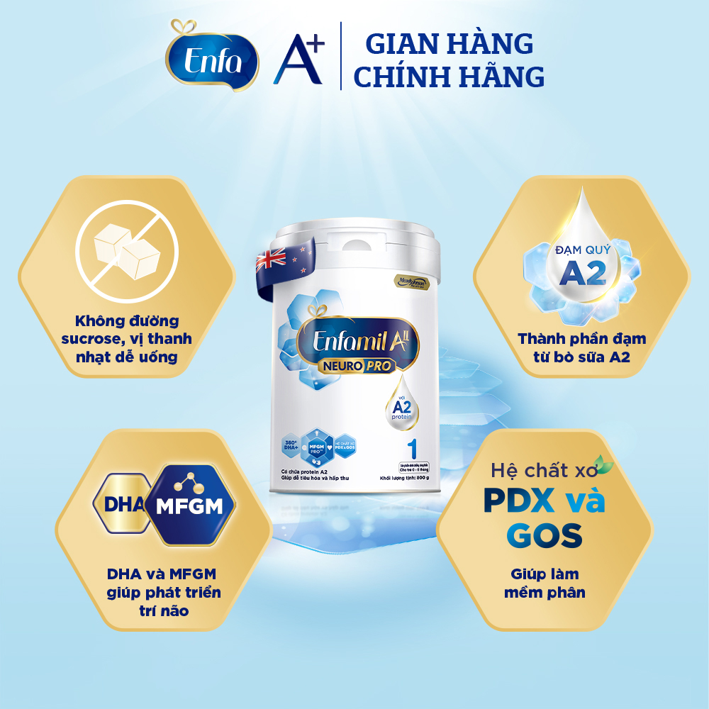 Sữa bột Enfamil A2 Neuropro 1 cho trẻ từ 0 - 6 tháng tuổi – 800g