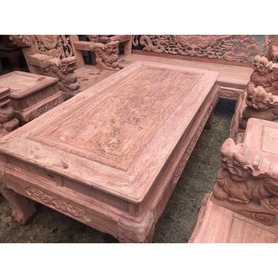 Bộ Bàn Ghế Gỗ Phòng Khách Nghê Đỉnh Tay Khuỳnh Gỗ Hương Đá 10 món