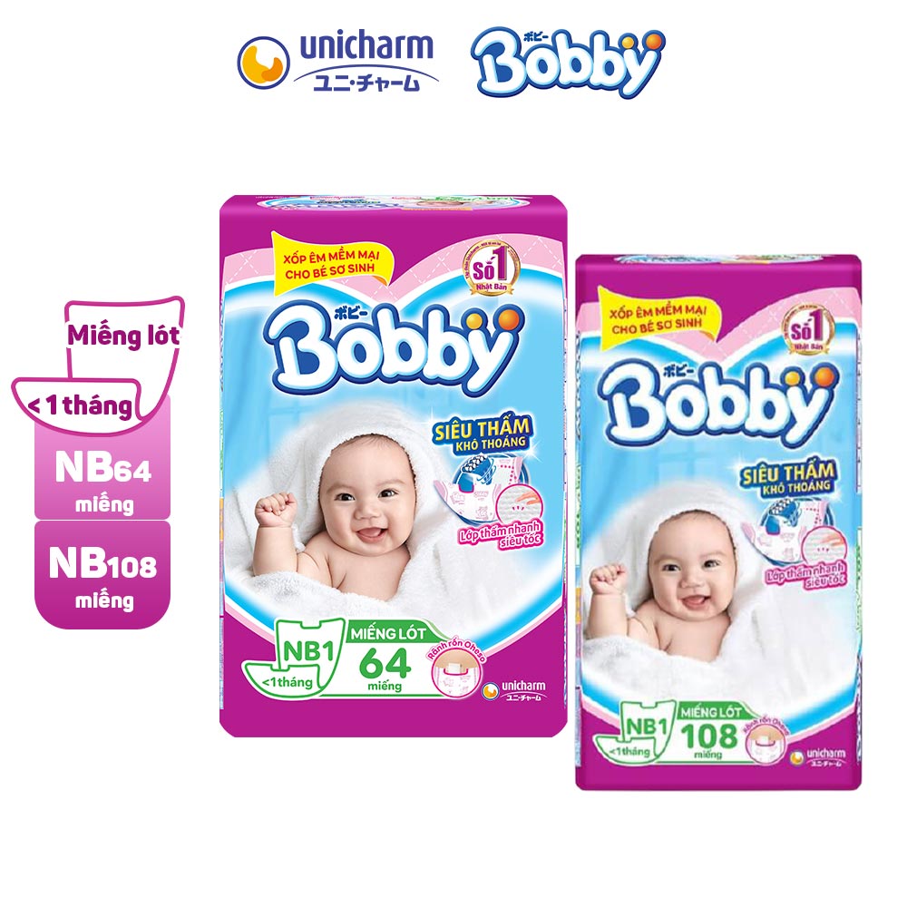 Tã Giấy Bobby Newborn 1 64 Miếng/ 108 Miếng