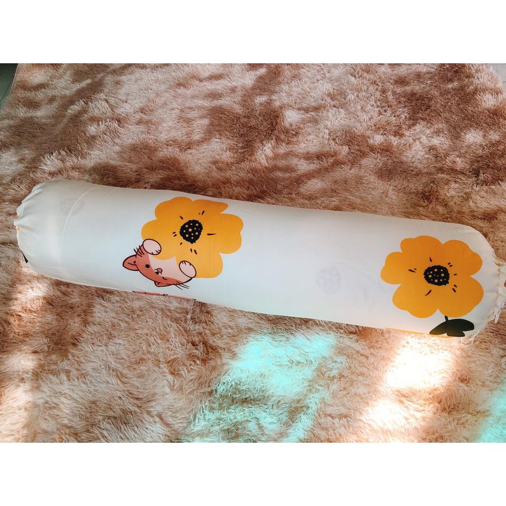 Vỏ gối ôm dây rút poly cotton cao cấp có dây kéo 30x100cm