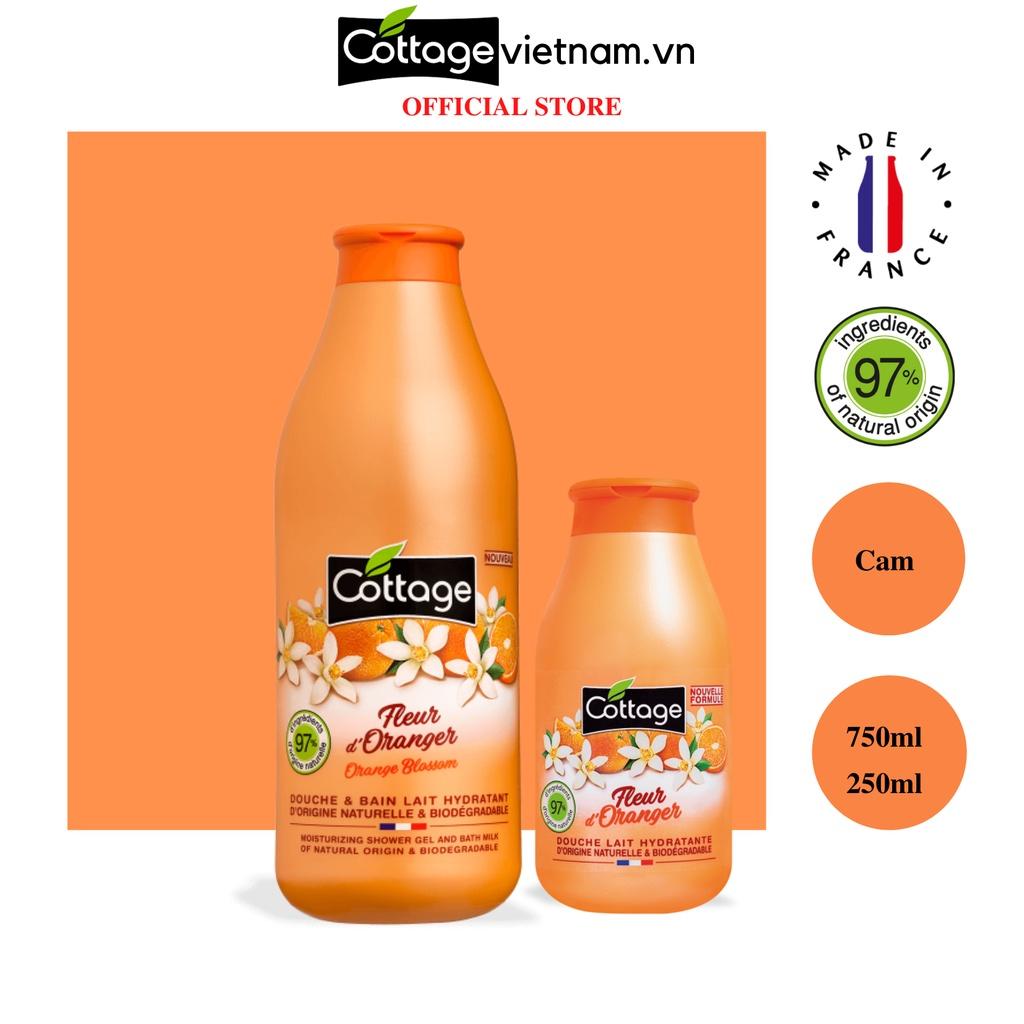 Sữa tắm Cottage của Pháp, Hương Cam, Dung tích 250ml/750ml, phân phối chính hãng