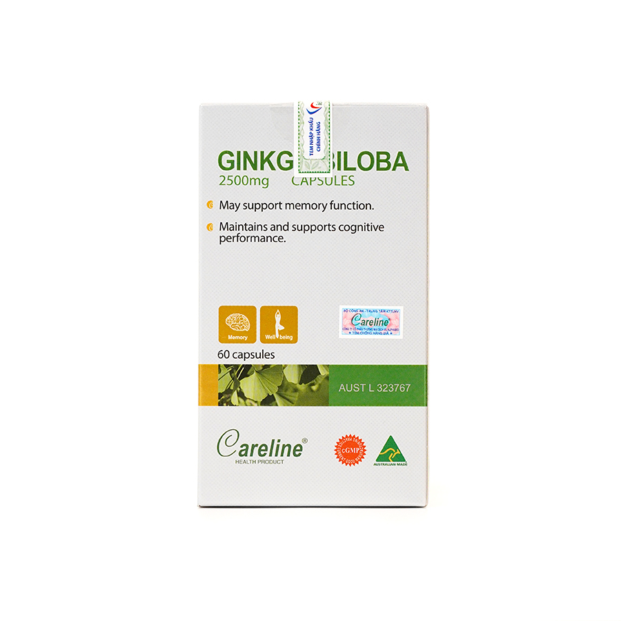 Viên uống Careline Ginkgo Biloba 2500mg cải thiện trí não Hộp 60v