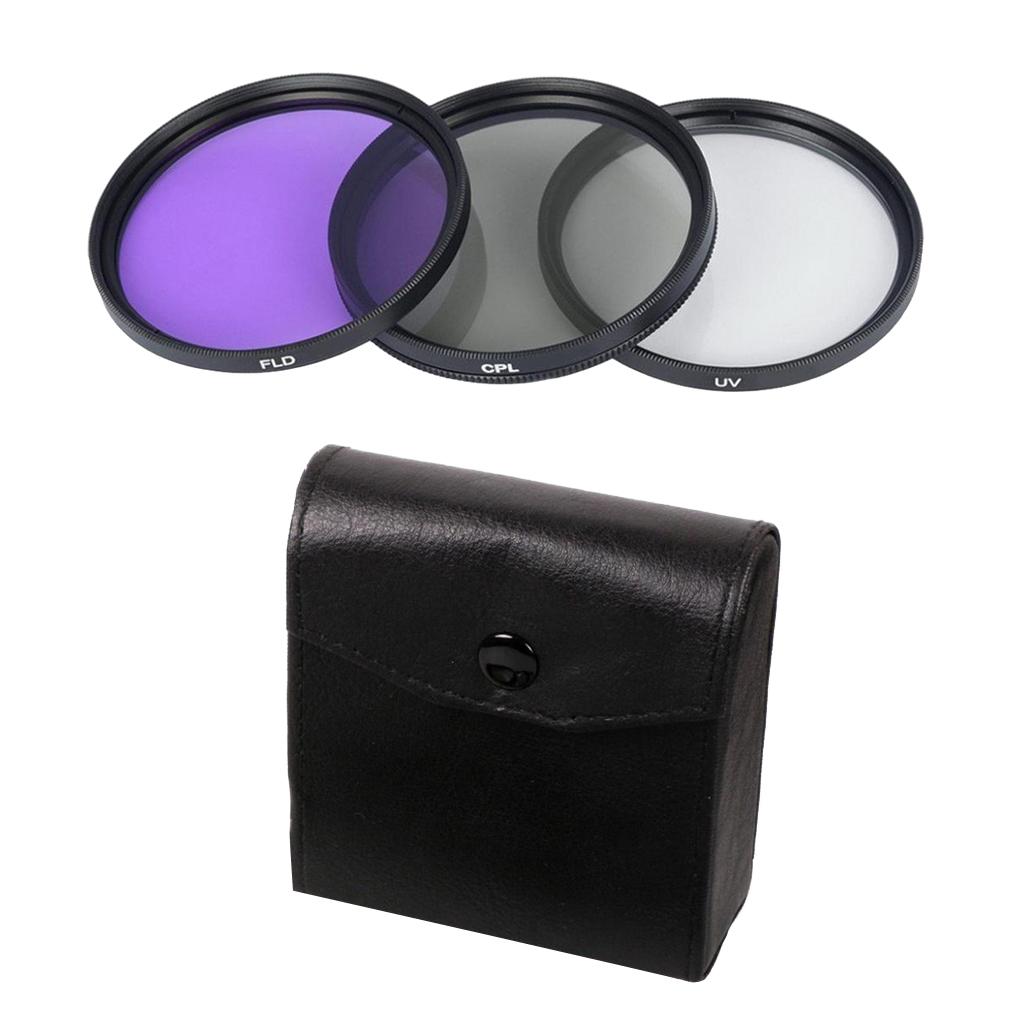 3 In 1 FLD UV CPL Lens Filter With Carry Bag For Canon Sony DSLR Camera