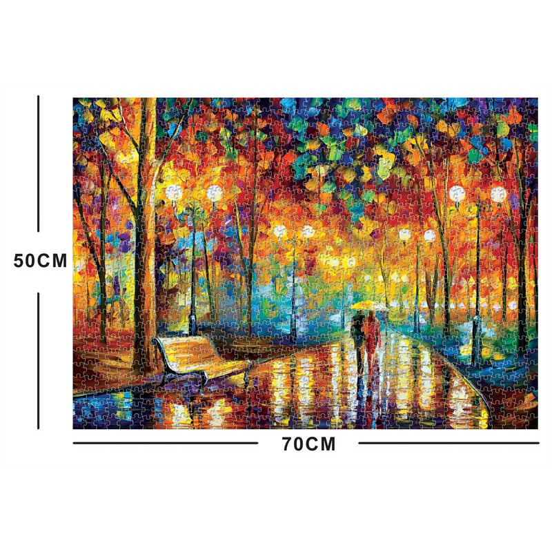 Bộ Tranh Ghép Xếp Hình 1000 Pcs Jigsaw Puzzle Cặp Vợ Chồng Đi Bộ Trong Mưa Thú Vị Cao Cấp