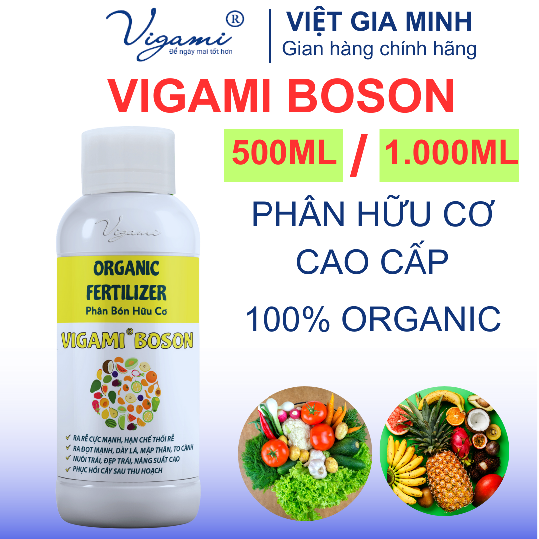 Phân bón hữu cơ cao cấp Vigami Boson - Tốt đất - Khoẻ cây - Giải độc - Hạ phèn