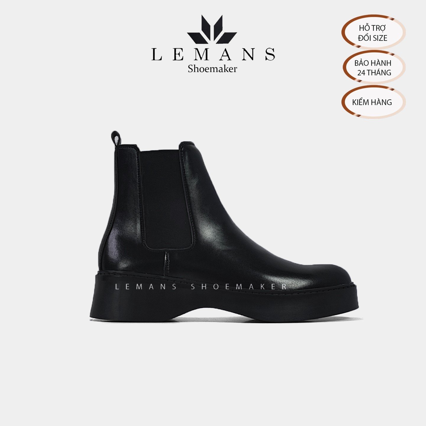 The Breakthrough Chunky CHELSEA Boots Lemans - BST độc quyền, đế cao 6cm Full cao su nguyên khối Da bò nguyên tấm BH 24T
