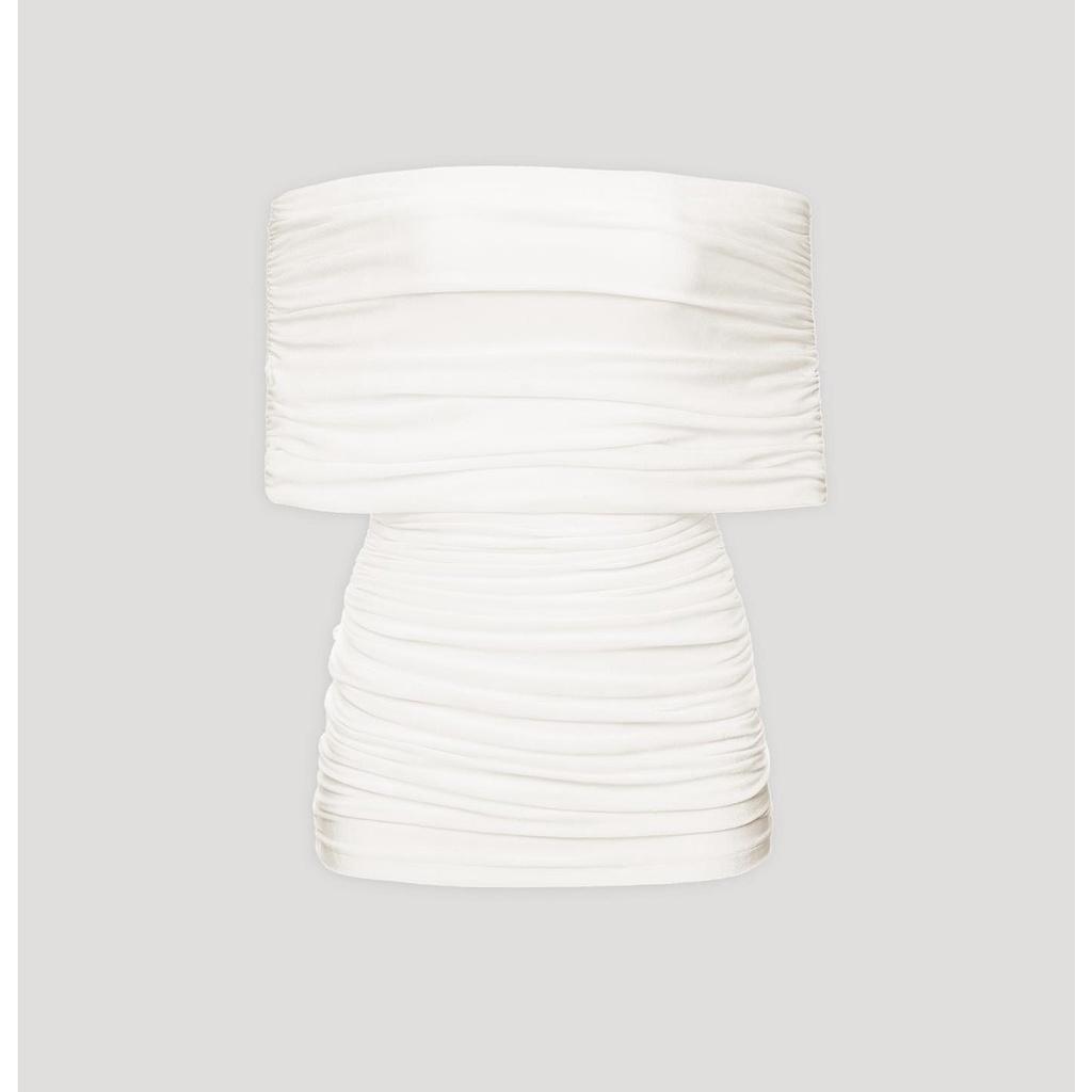 Áo trễ vai ngang bản to dúm sành điệu, 3 màu, hot trend, co giãn tốt Peony - LUAH TOP