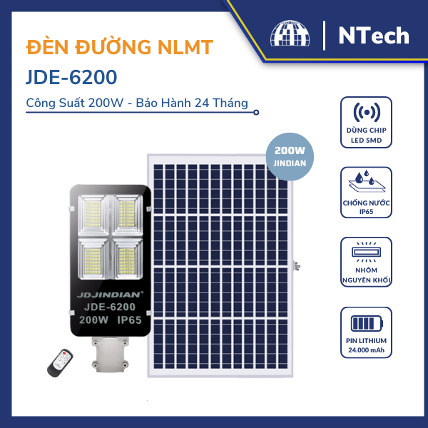 Đèn bàn chải năng lượng mặt trời 200w Jindian JDE-6200