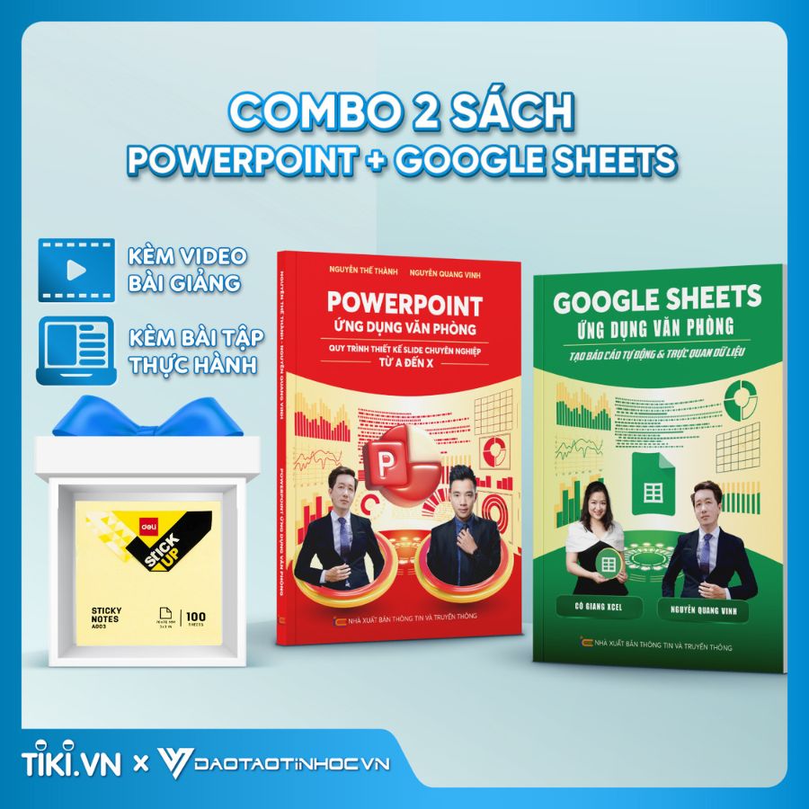 Combo 2 Sách PowerPoint Và Google Sheets Ứng Dụng Văn Phòng Kèm Khoá Học Online