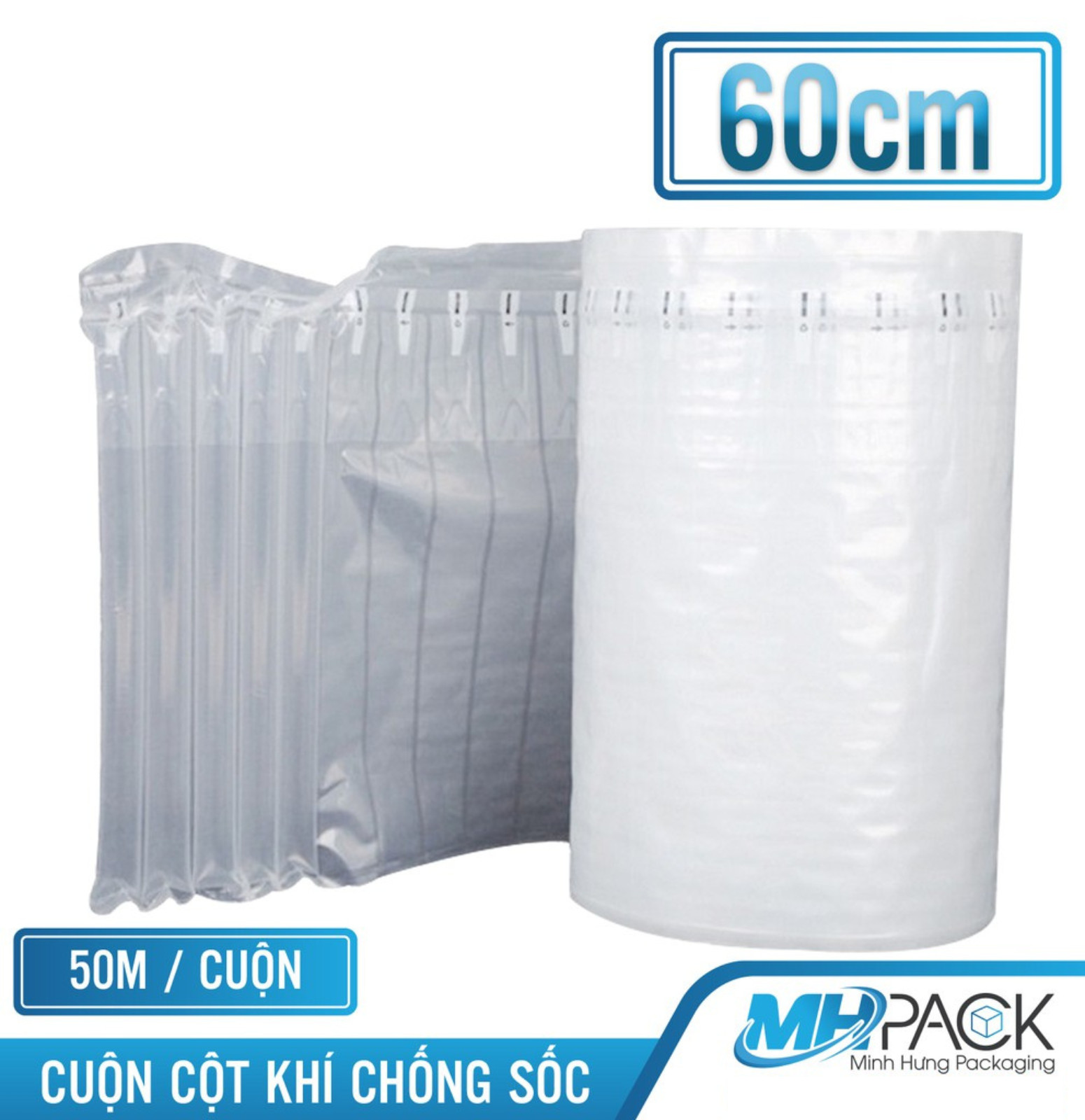 Cột khí chống sốc đệm hơi cuộn khổ 60cm dài 50m gói hàng bóng khí bọc hàng inflatable túi khí chèn hàng-MHPACK