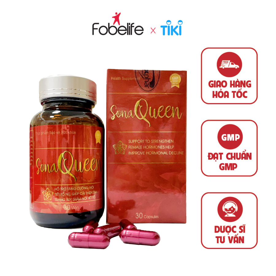 Viên Uống Hỗ Trợ Tăng Cường Nội Tiết Tố Nữ Thời Kỳ Tiền Mãn Kinh Mãn Kinh Sona Queen - Lọ 30 viên