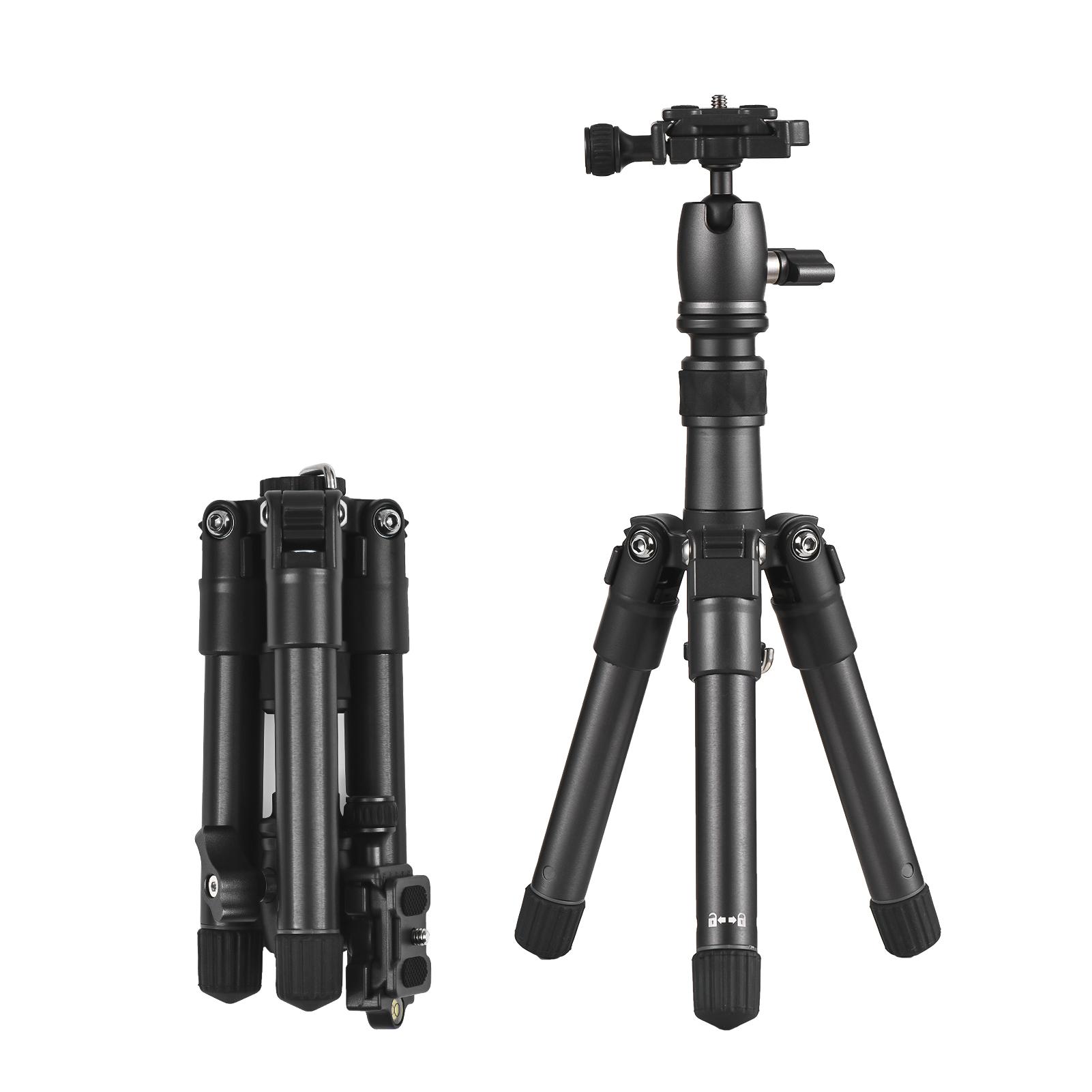 Portable Desktop Tripod Stand Aluminum Alloy 66cm/26in Max. Height 5kg Load Capacity with 360° Rotatable Ballhead 1/4 inch Screw QR Plate Carrying Bag for DSLR Mirrorless Camera Smartphone