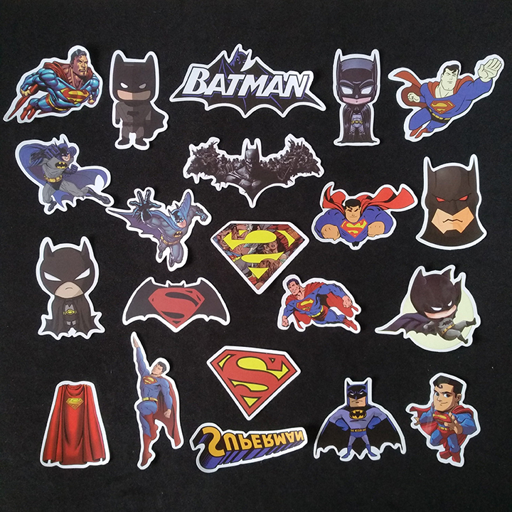 Bộ Sticker dán cao cấp chủ đề BATMAN - SUPERMAN - Dùng dán Xe, dán mũ bảo hiểm, dán Laptop