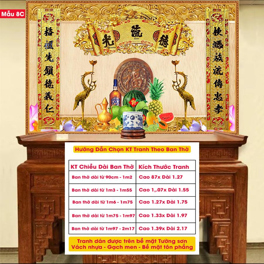 Tranh Lụa Dán Tường Phòng Thờ Cao Cấp 6 – In Sắc Nét – Tặng Keo Dán, Giá Tận Xưởng - Mẫu 8C