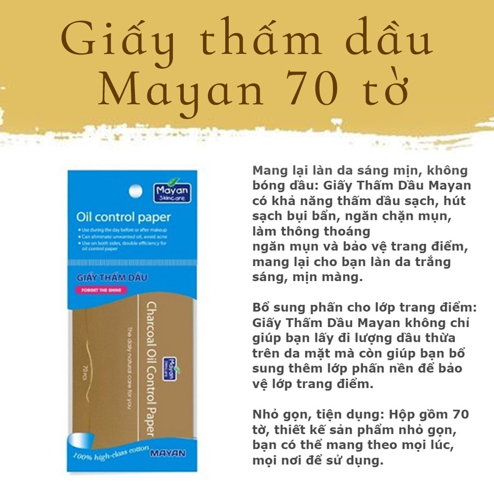 Combo 5 Giấy Thấm Dầu Mayan (70 Tờ Phấn)