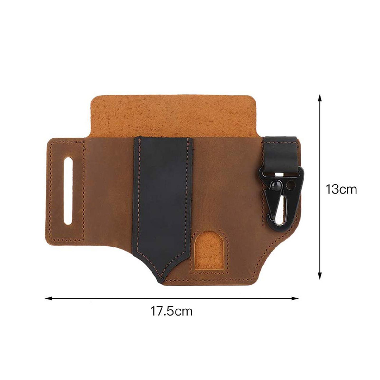 Leather Sheath for Belt, Multitool Sheath with Loops, Pocket Organizer for Men, Flashlight Holder Sheath Tool Pouch for Gears