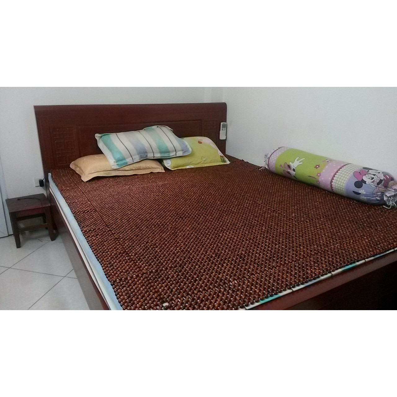 Chiếu hạt gỗ hương đỏ hạt 12ly - Loại 1,2cm x 1,9m  - Thảm trang trí , Nệm trang trí , Chiếu thoáng lưng mùa hè , ấm áp cho bé và người lớn mùa đông